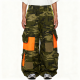 Camouflage Cargo Pants with Orange Patch Accents
