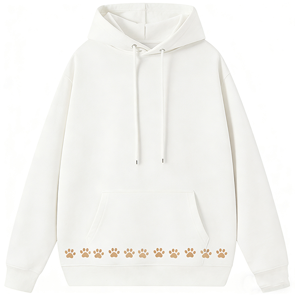 Paw Print Trim White Hoodie