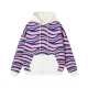 Pink & Blue Wave Striped Hoodie with Contrast Pocket