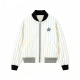 White Striped Bomber Jacket with Star Embroidery