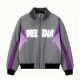 Gray & Purple Color-Block "VEL TAR" Bomber Jacket