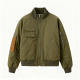 Olive Green Utility Bomber Jacket with Suede Patch